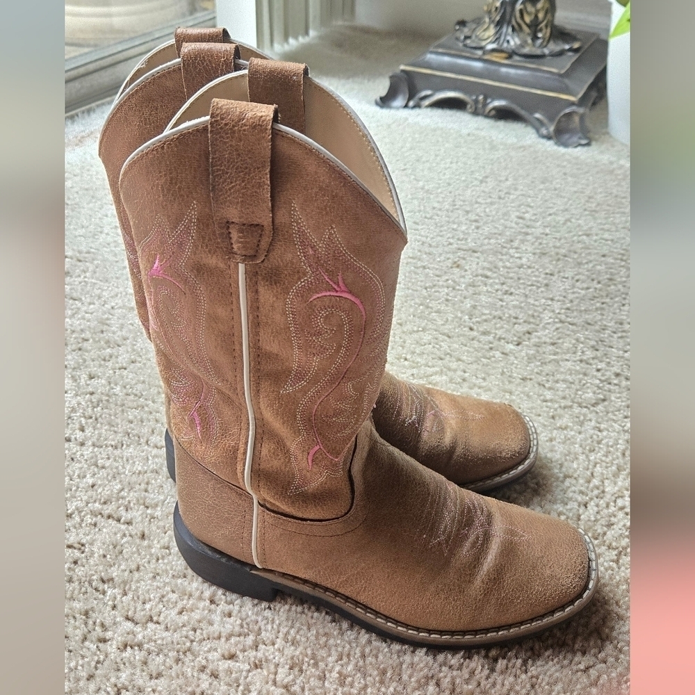 Shyanne Kids Brown and Pink Western Boots - Picture 2 of 9